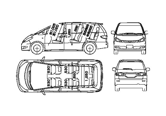 Download drawing Toyota Estima Minivan 2005 in ai pdf png svg formats